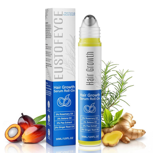 Rosemary Growth Serum Roll-On, 30 ml rollerball bottle with box and fresh rosemary